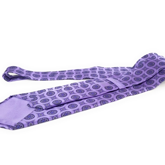 BRIONI Tie Lavender Violet Purple Medallion - Picture 2 of 6